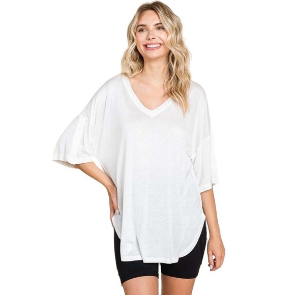 Culture Code Black Exposed Seam Button Detail Sleeve Top CAY1645 - Picture 10 of 12